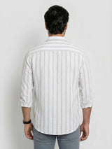 Men Shirt Stripe Green Regular Fit