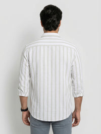 Men Shirt Stripe Green Regular Fit