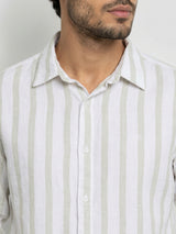 Men Shirt Stripe Green Regular Fit