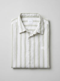 Men Shirt Stripe Green Regular Fit