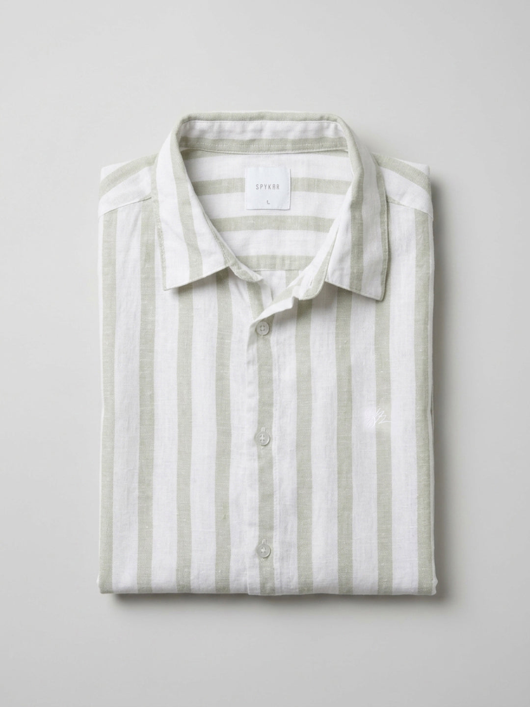 Men Shirt Stripe Green Regular Fit