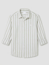 Men Shirt Stripe Green Regular Fit