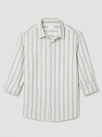 Men Shirt Stripe Green Regular Fit