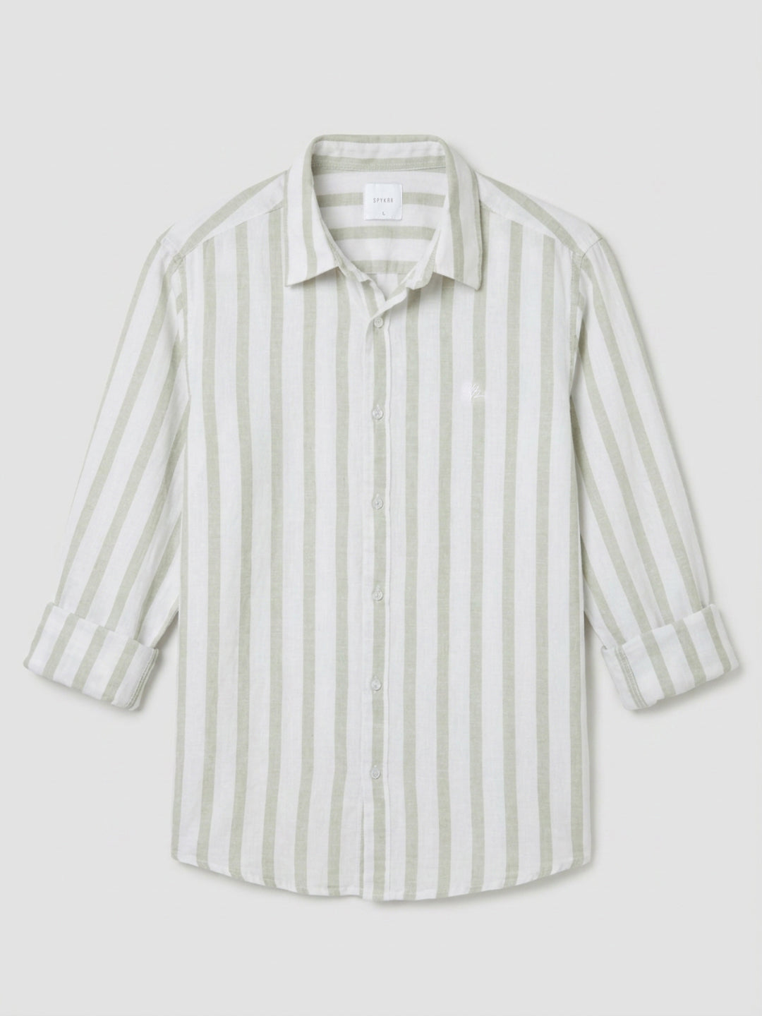Men Shirt Stripe Green Regular Fit