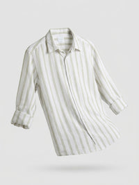 Men Shirt Stripe Green Regular Fit