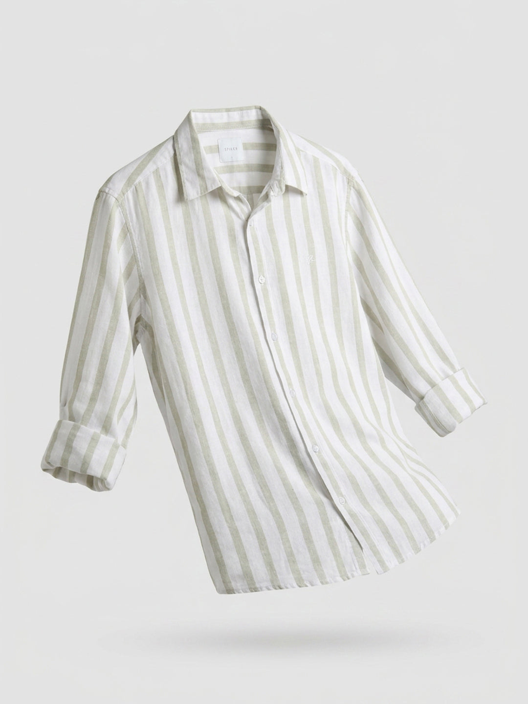 Men Shirt Stripe Green Regular Fit