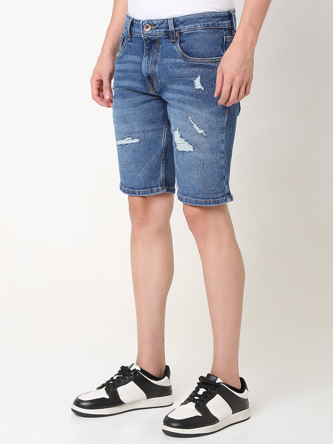 Spykar Blue Regular Fit Cotton Shorts Men