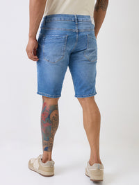 Men Shorts Light Blue Mid Rise