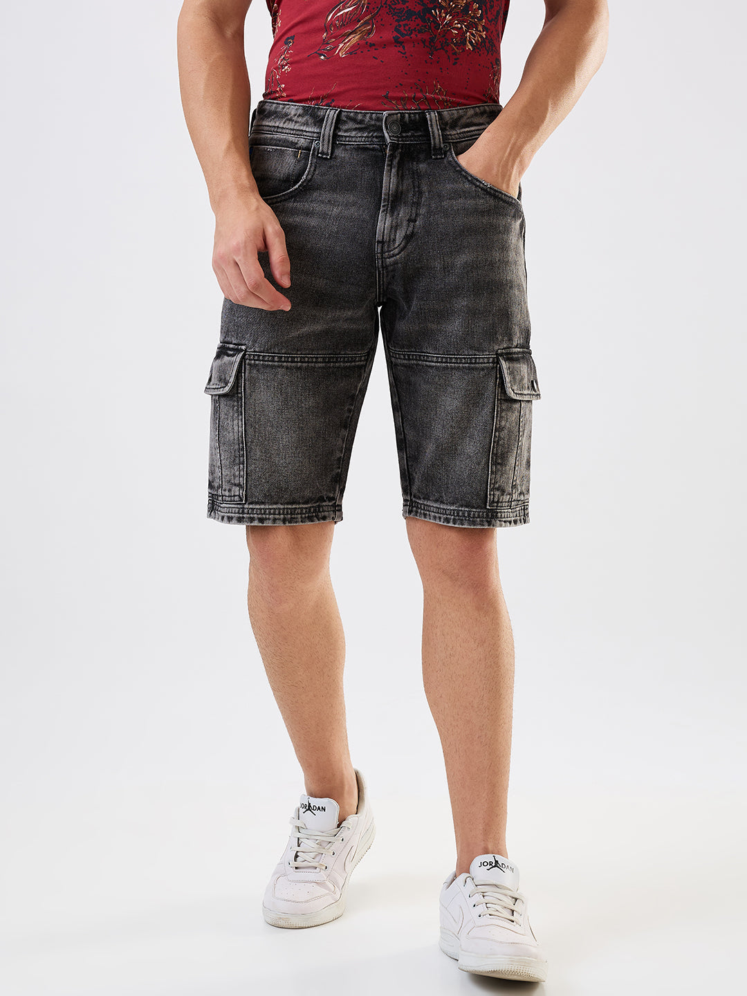 Spykar Black Regular Fit Shorts For Men