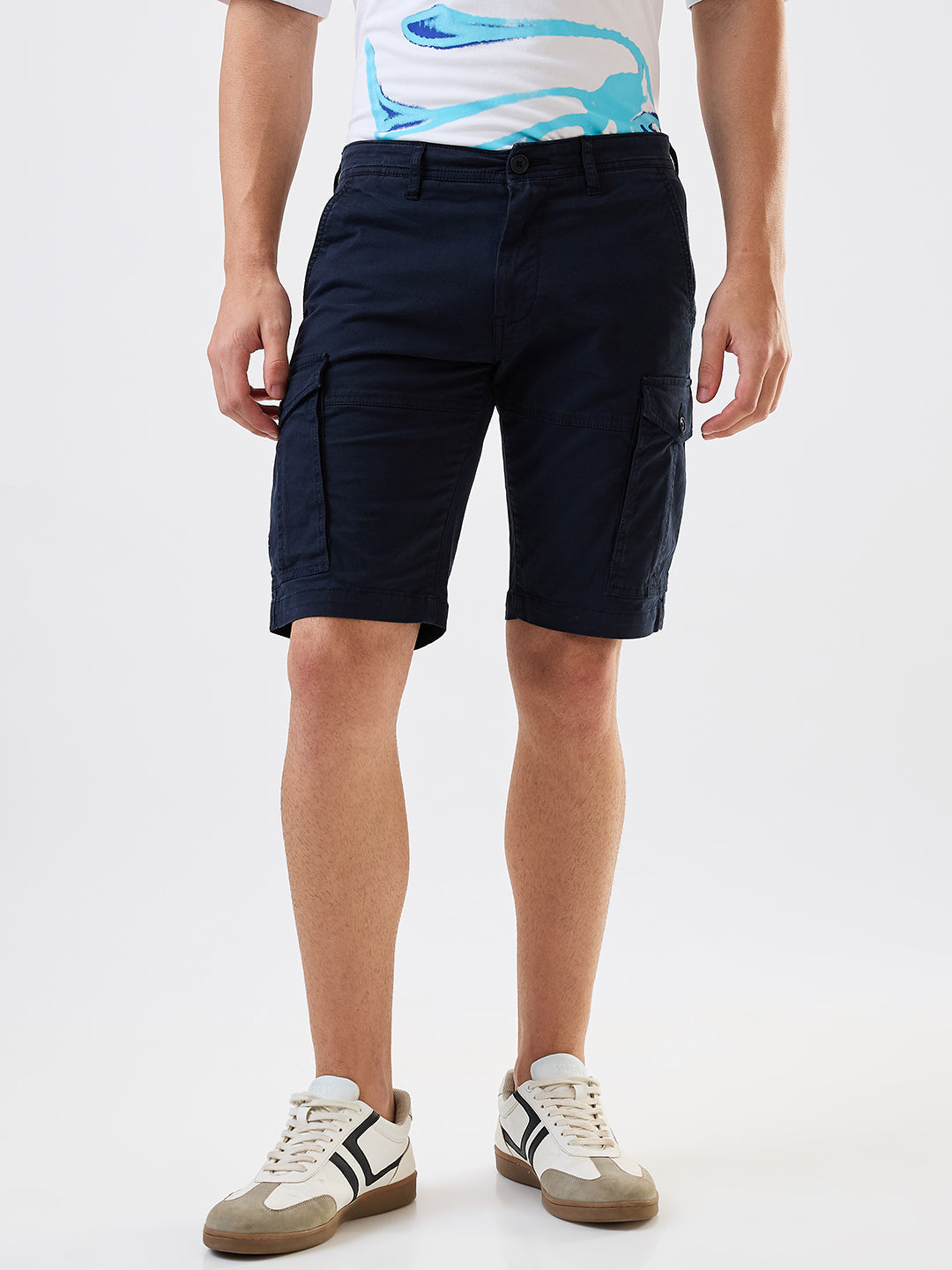 Spykar Blue Regular Fit Shorts For Men