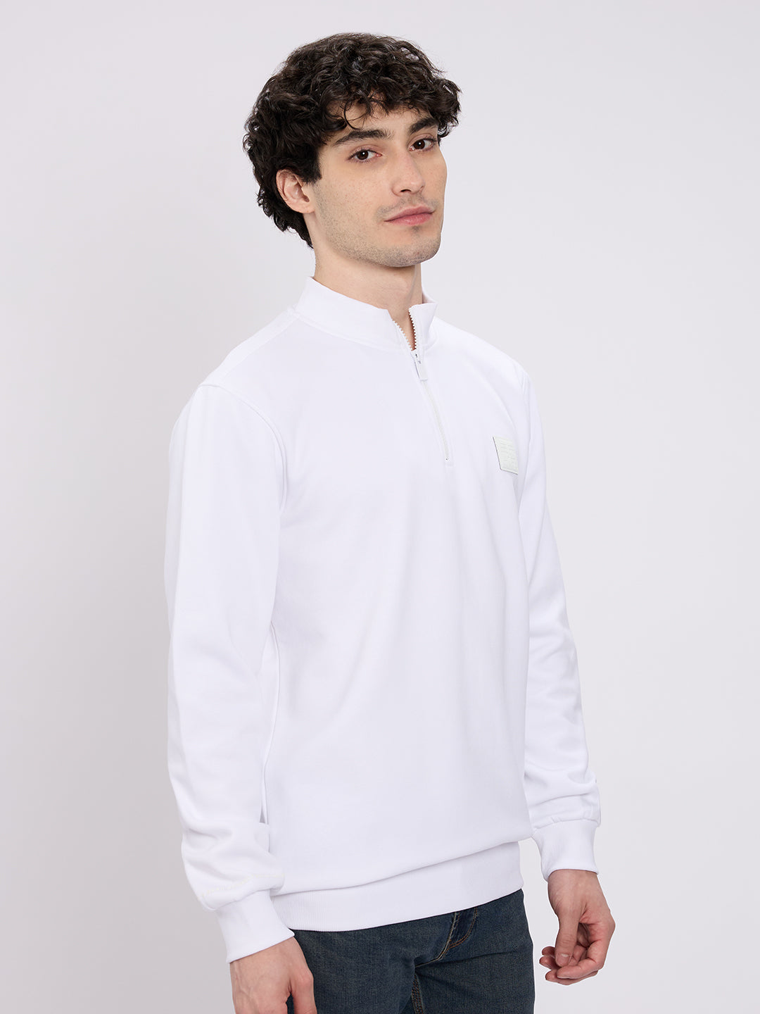 Spykar White Regular Fit Casual Sweatshirts For Men