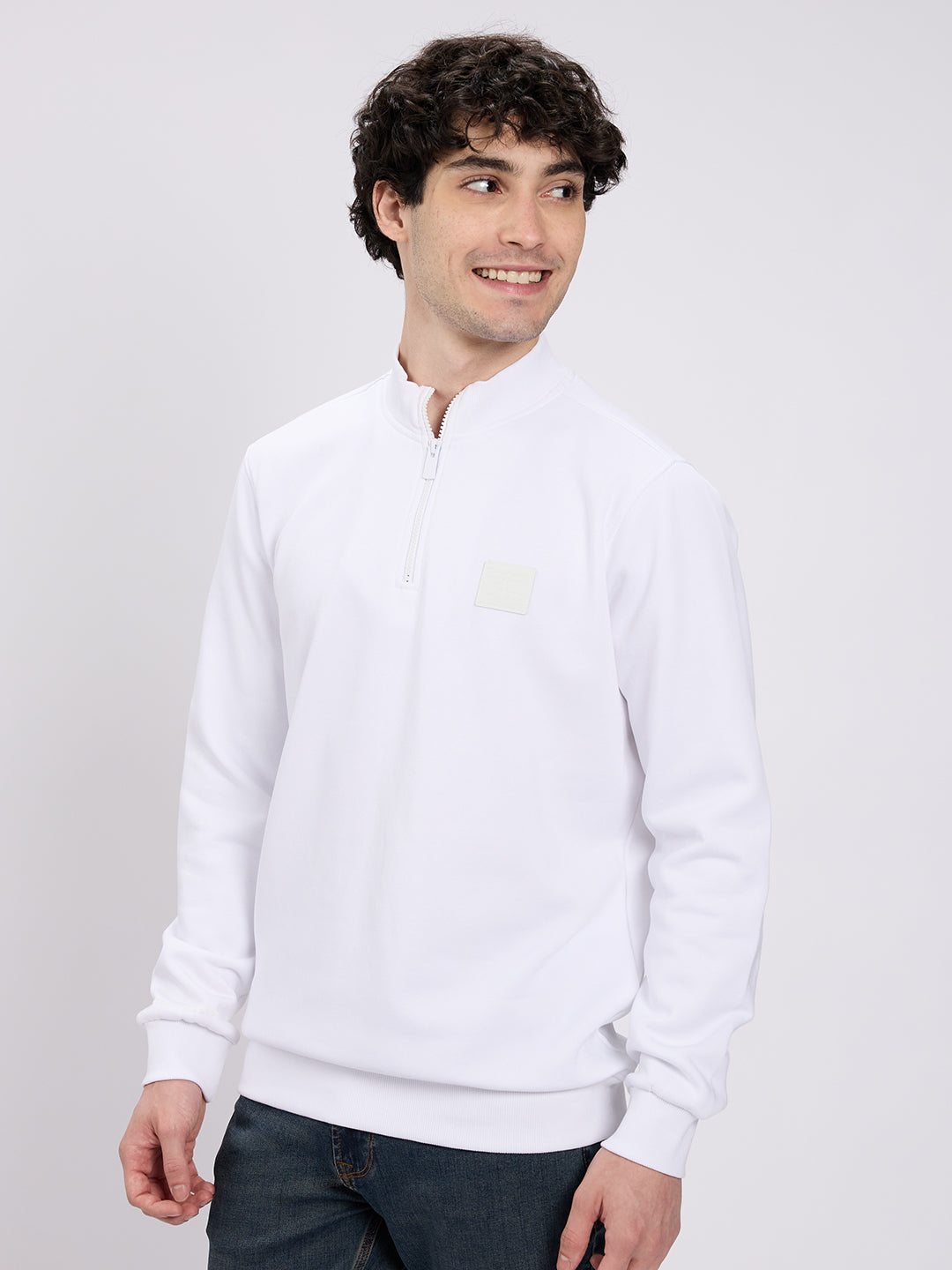 Spykar White Regular Fit Casual Sweatshirts For Men