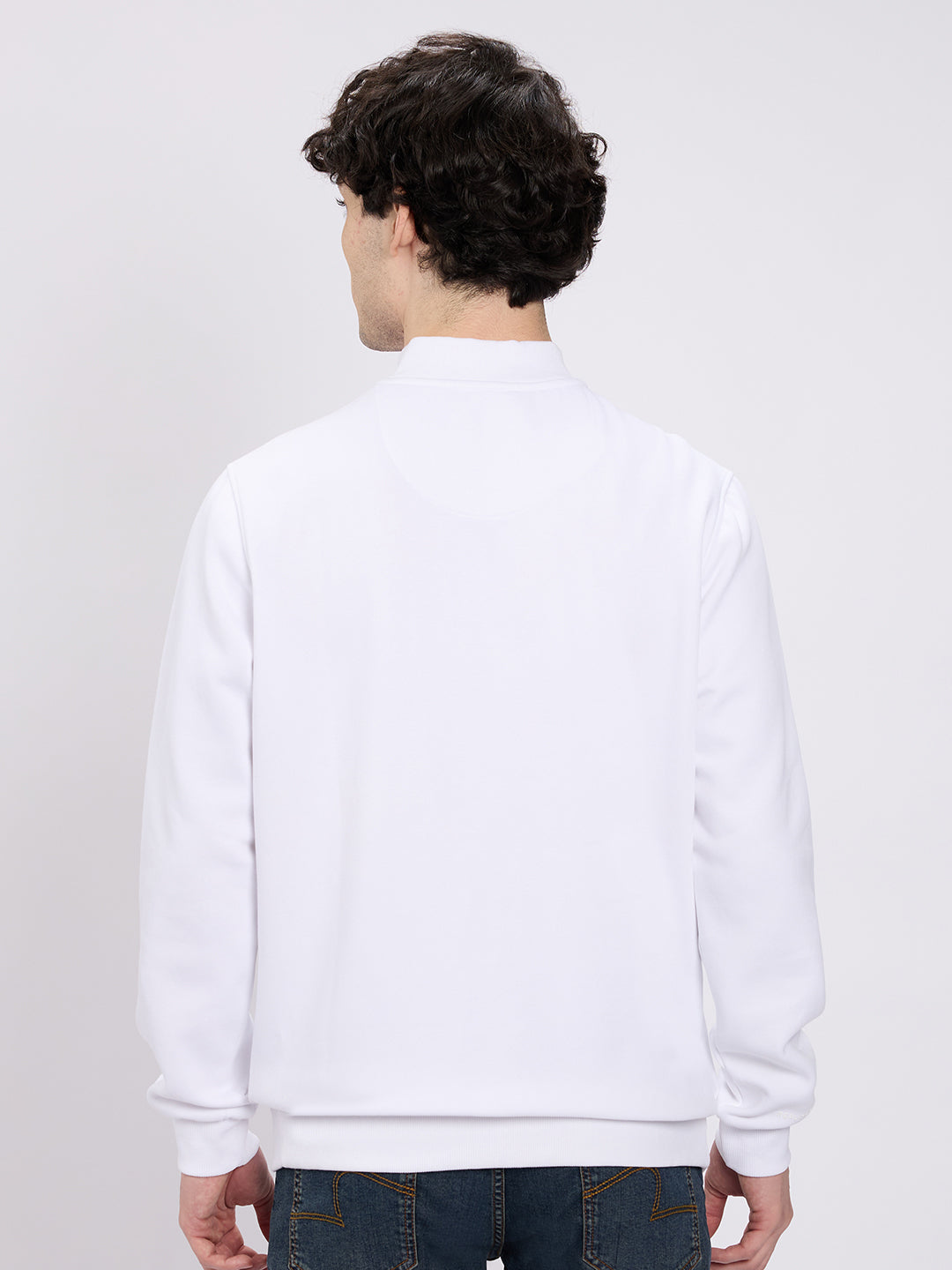 Spykar White Regular Fit Casual Sweatshirts For Men