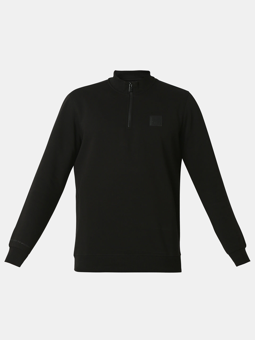 Spykar Black Cotton Poly Regular Fit Sweatshirt For Men