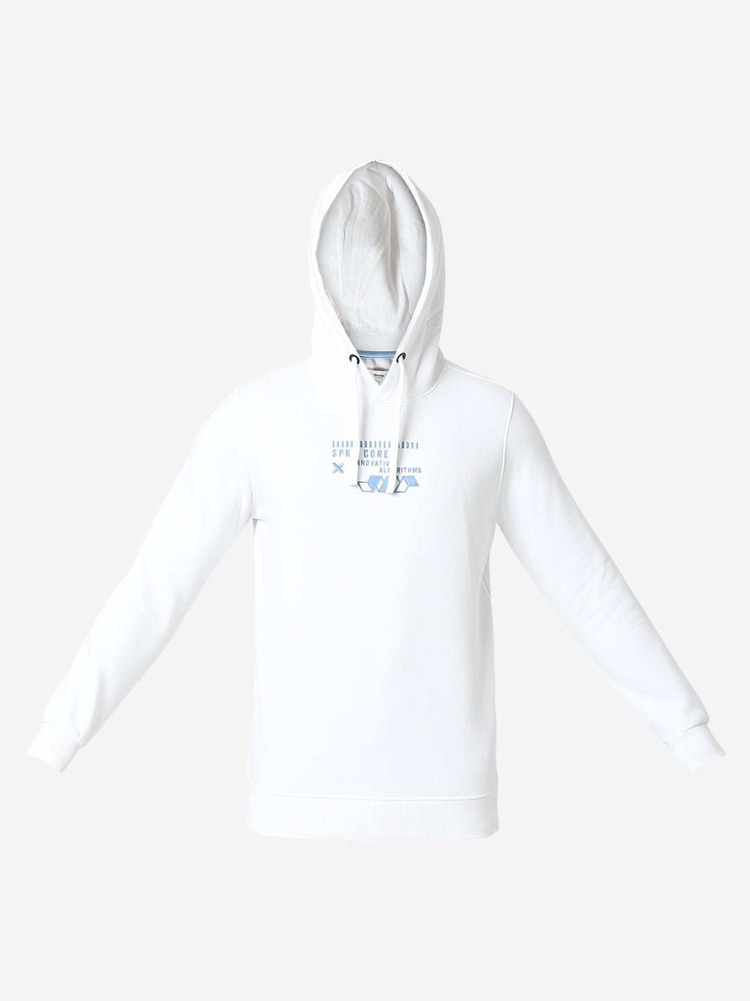 Spykar White Cotton Full Sleeve Hooded Sweatshirt For Men