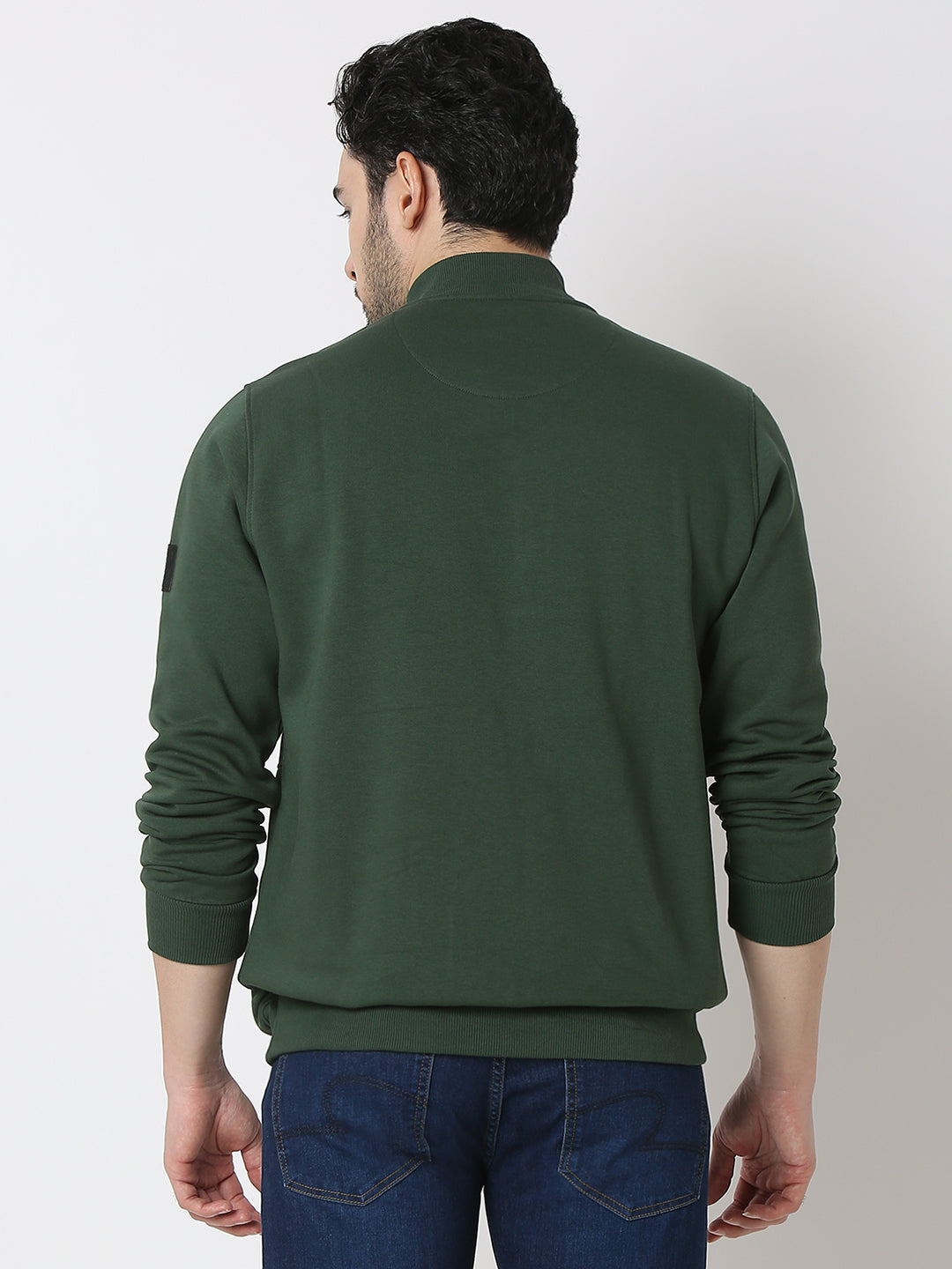 Spykar Cilantro Green Cotton Poly Regular Fit Sweatshirt For Men