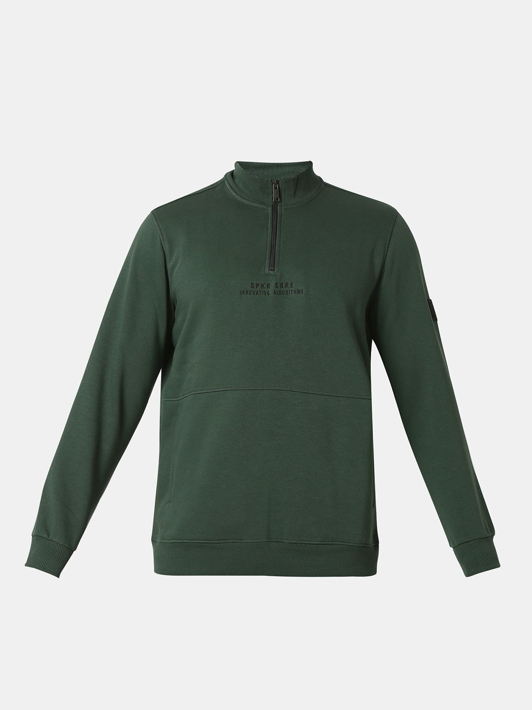 Spykar Cilantro Green Cotton Poly Regular Fit Sweatshirt For Men