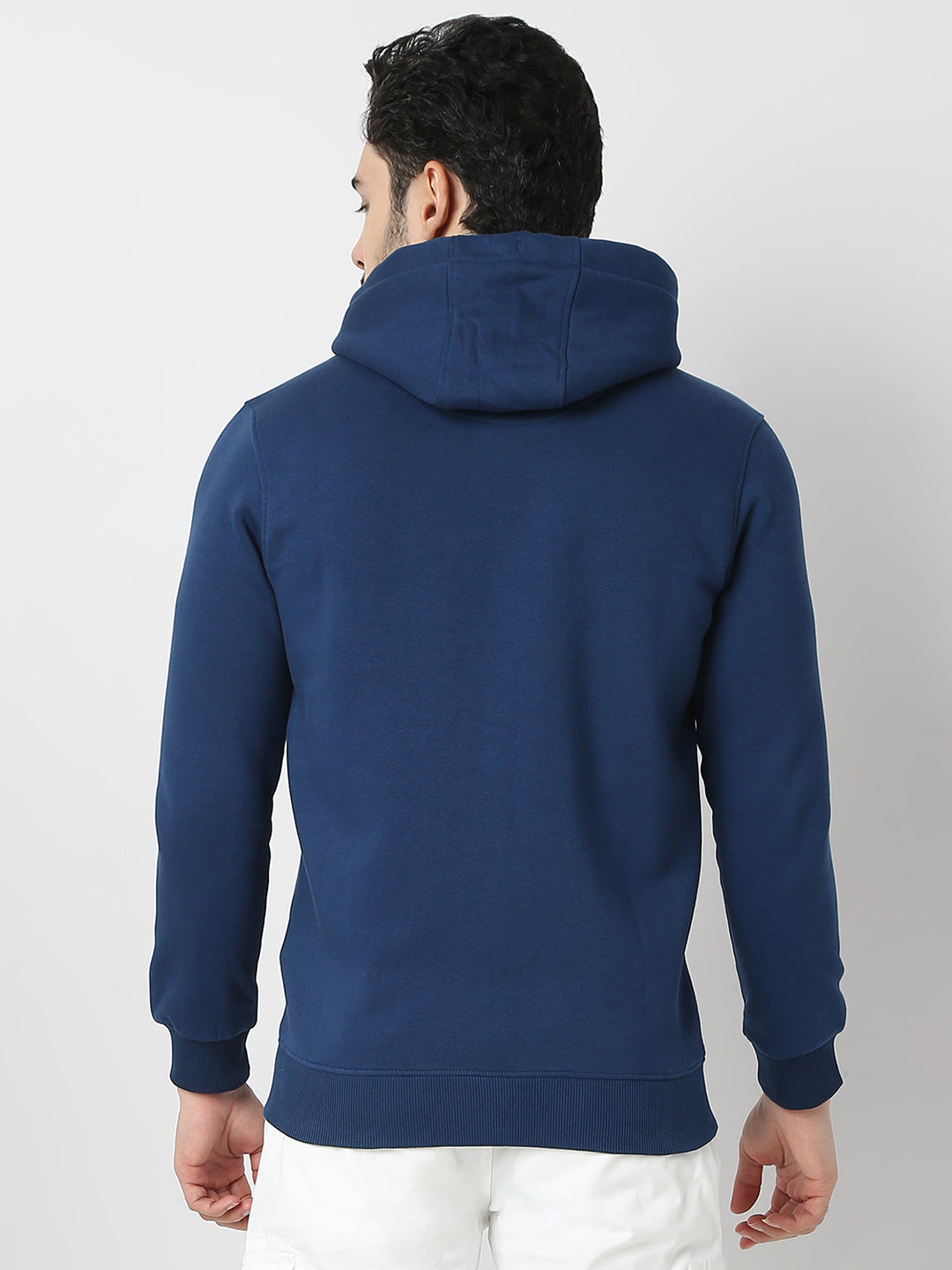 Spykar Indigo Blue Hooded Full Sleeve Sweatshirt For Men