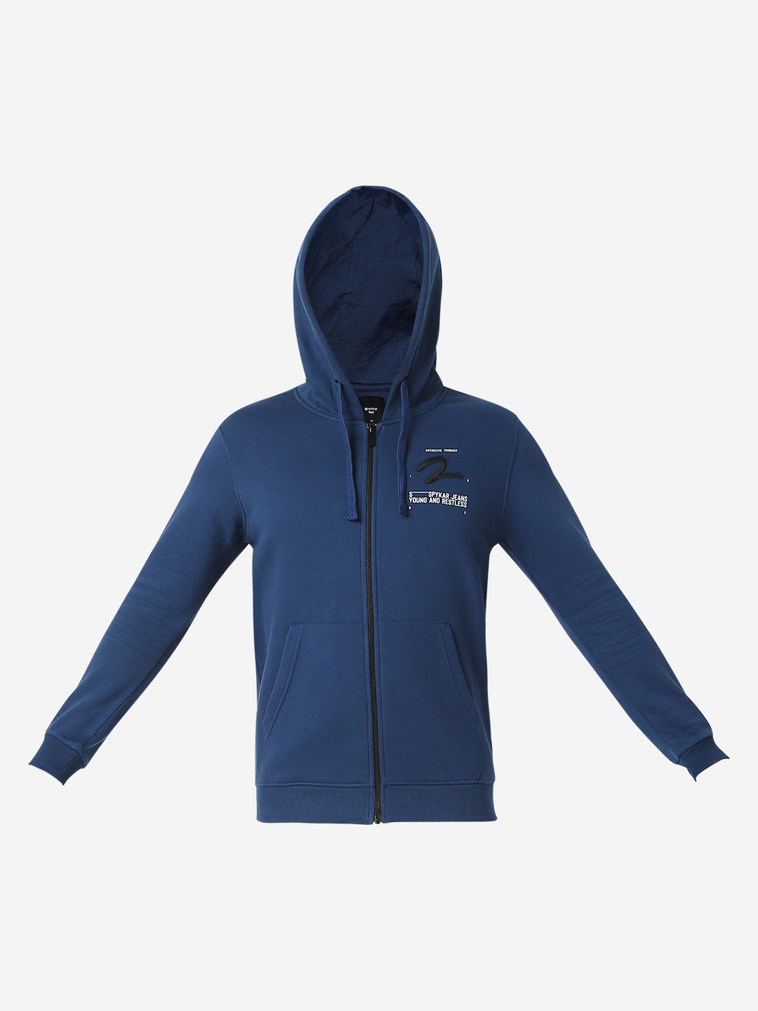 Spykar Indigo Blue Hooded Full Sleeve Sweatshirt For Men