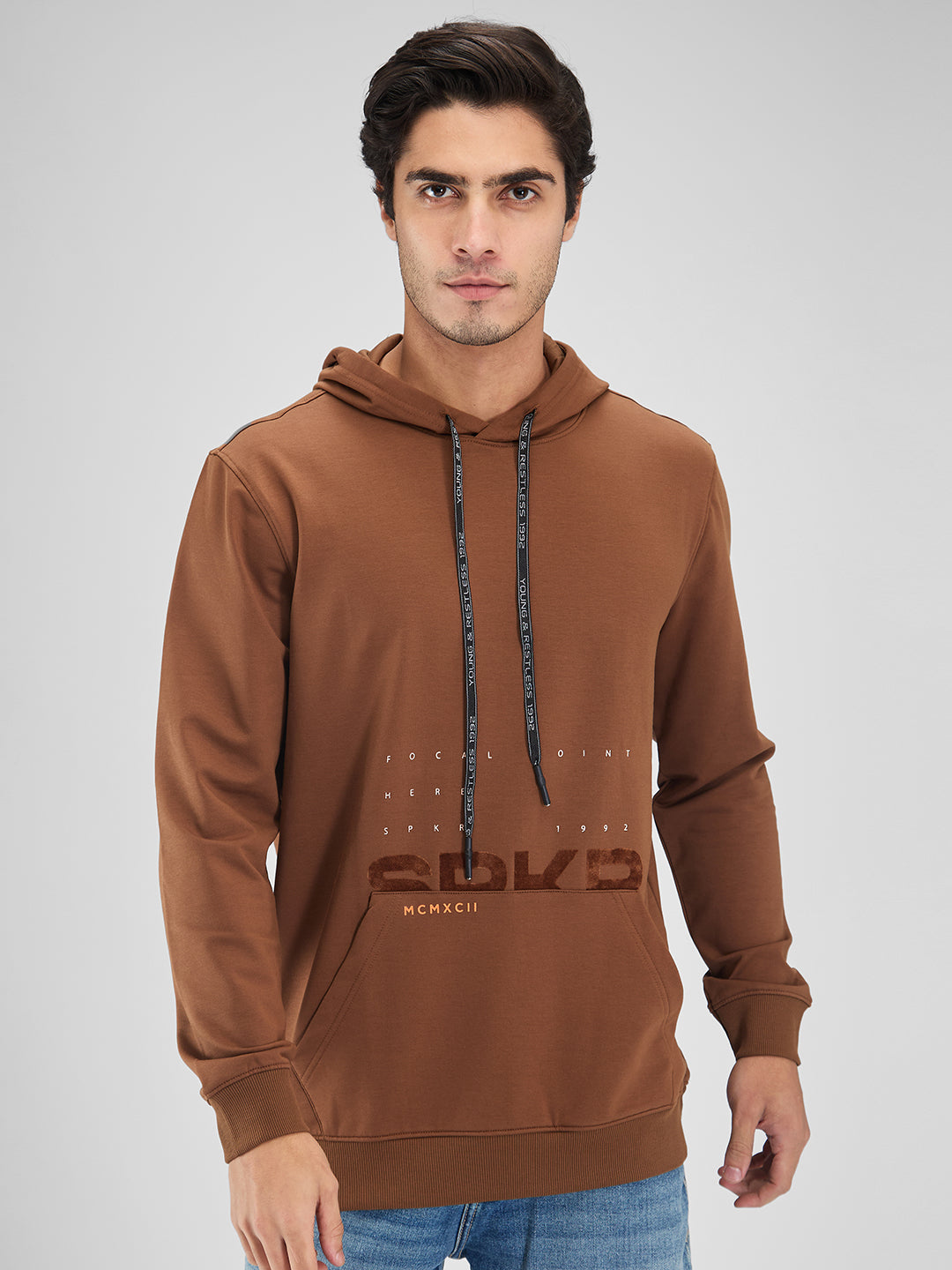 Spykar Men Solid Brown Regular Fit Full Sleeves Sweatshirt