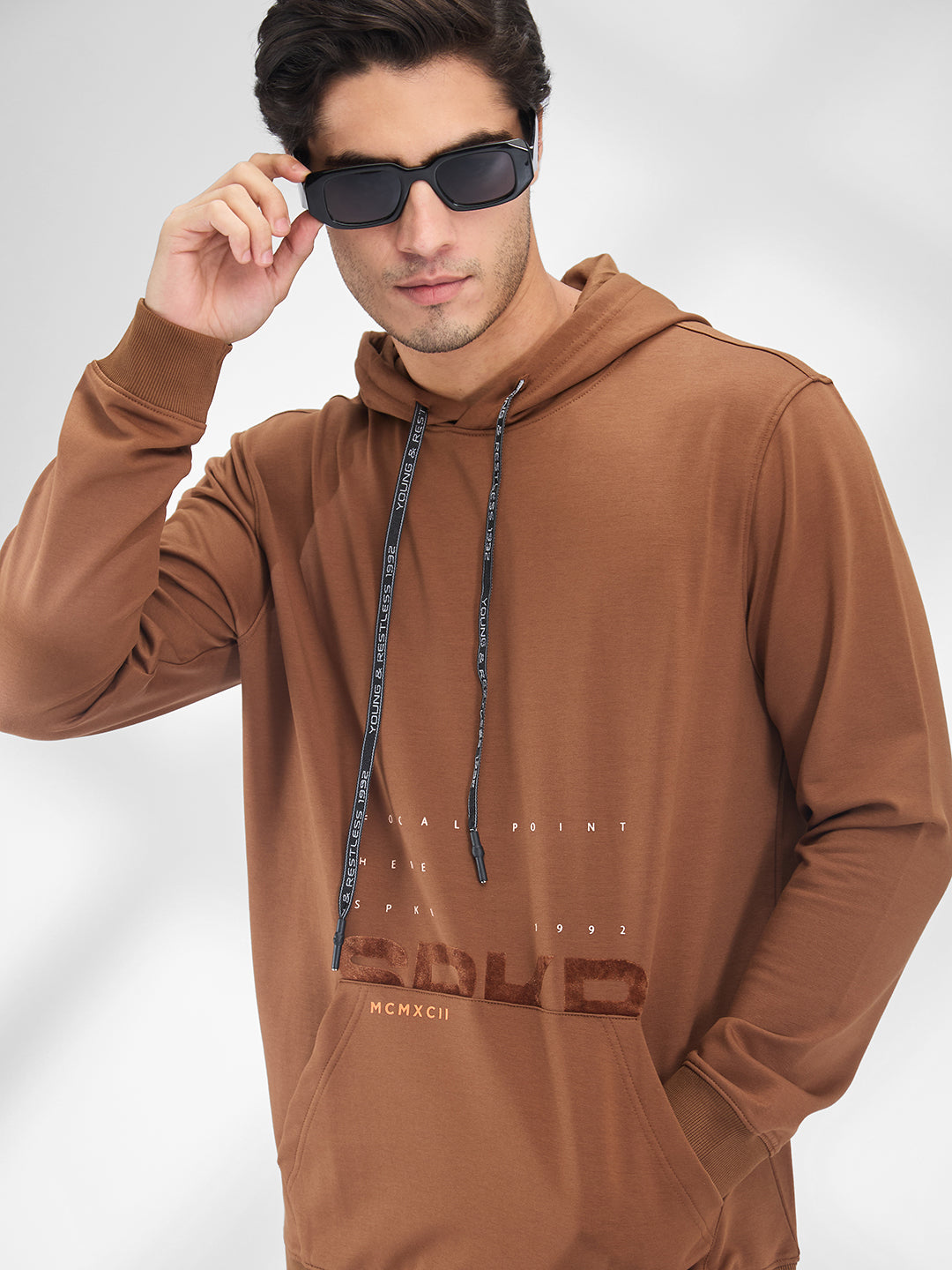 Spykar Men Solid Brown Regular Fit Full Sleeves Sweatshirt