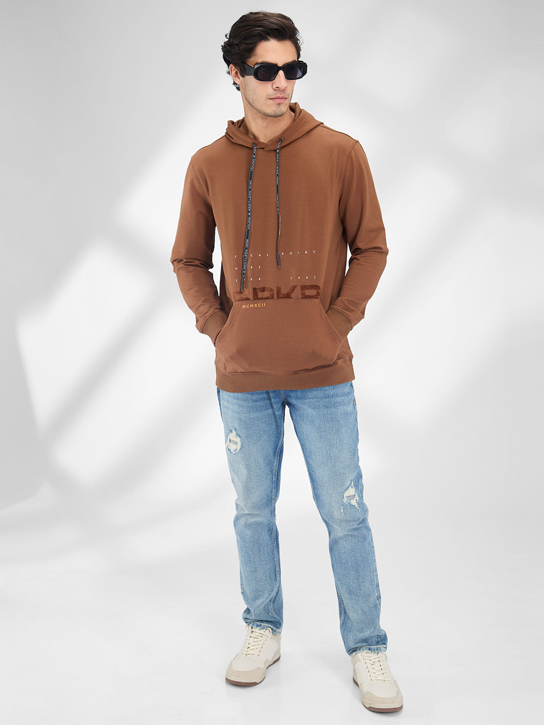 Spykar Men Solid Brown Regular Fit Full Sleeves Sweatshirt