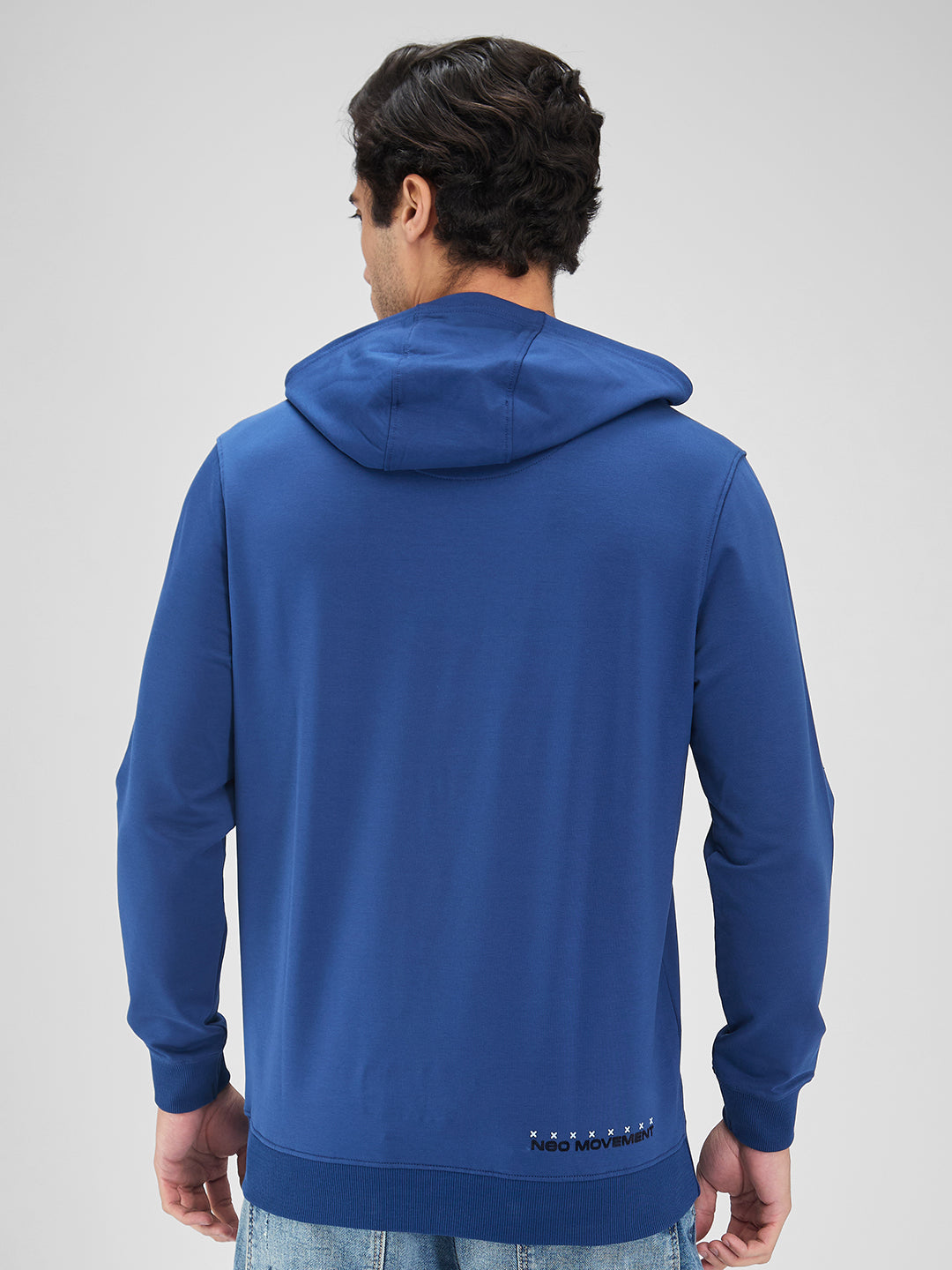 Spykar Men Solid Blue Regular Fit Full Sleeves Sweatshirt