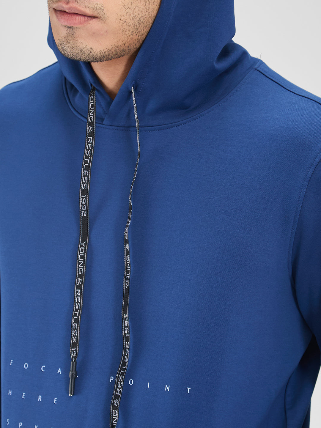 Spykar Men Solid Blue Regular Fit Full Sleeves Sweatshirt