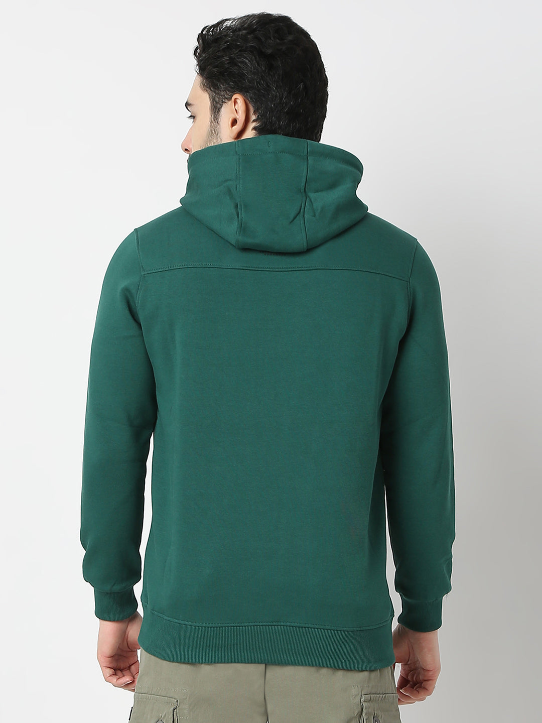 Spykar Botanical Green Hooded Sweatshirt For Men