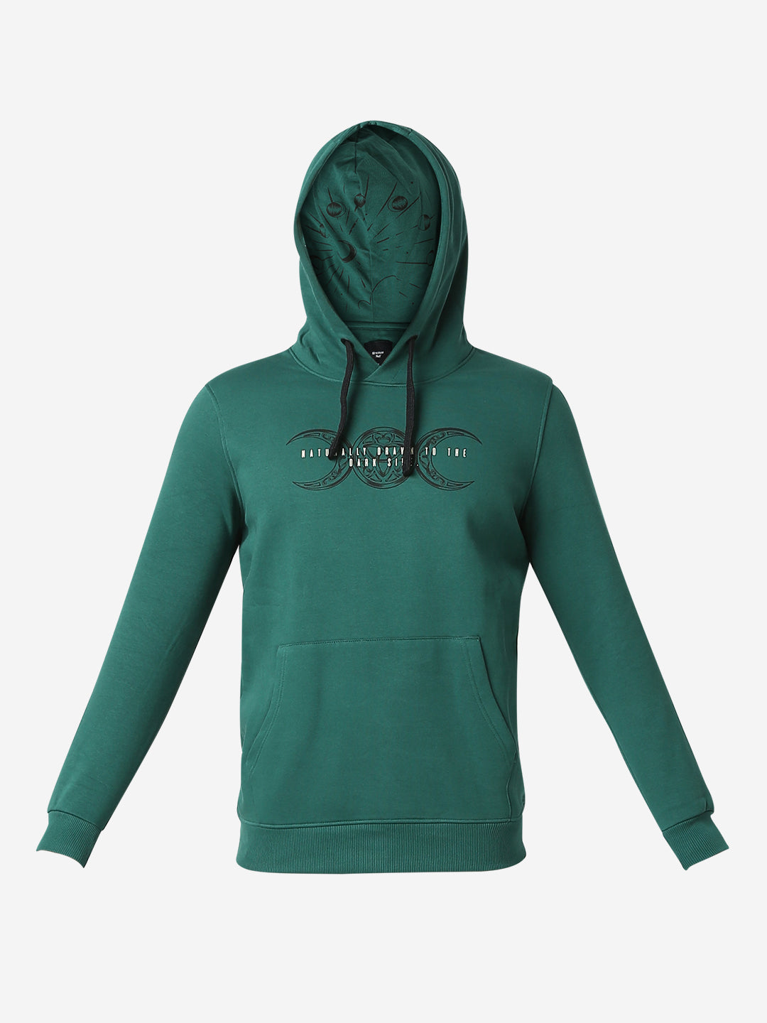 Spykar Botanical Green Hooded Sweatshirt For Men