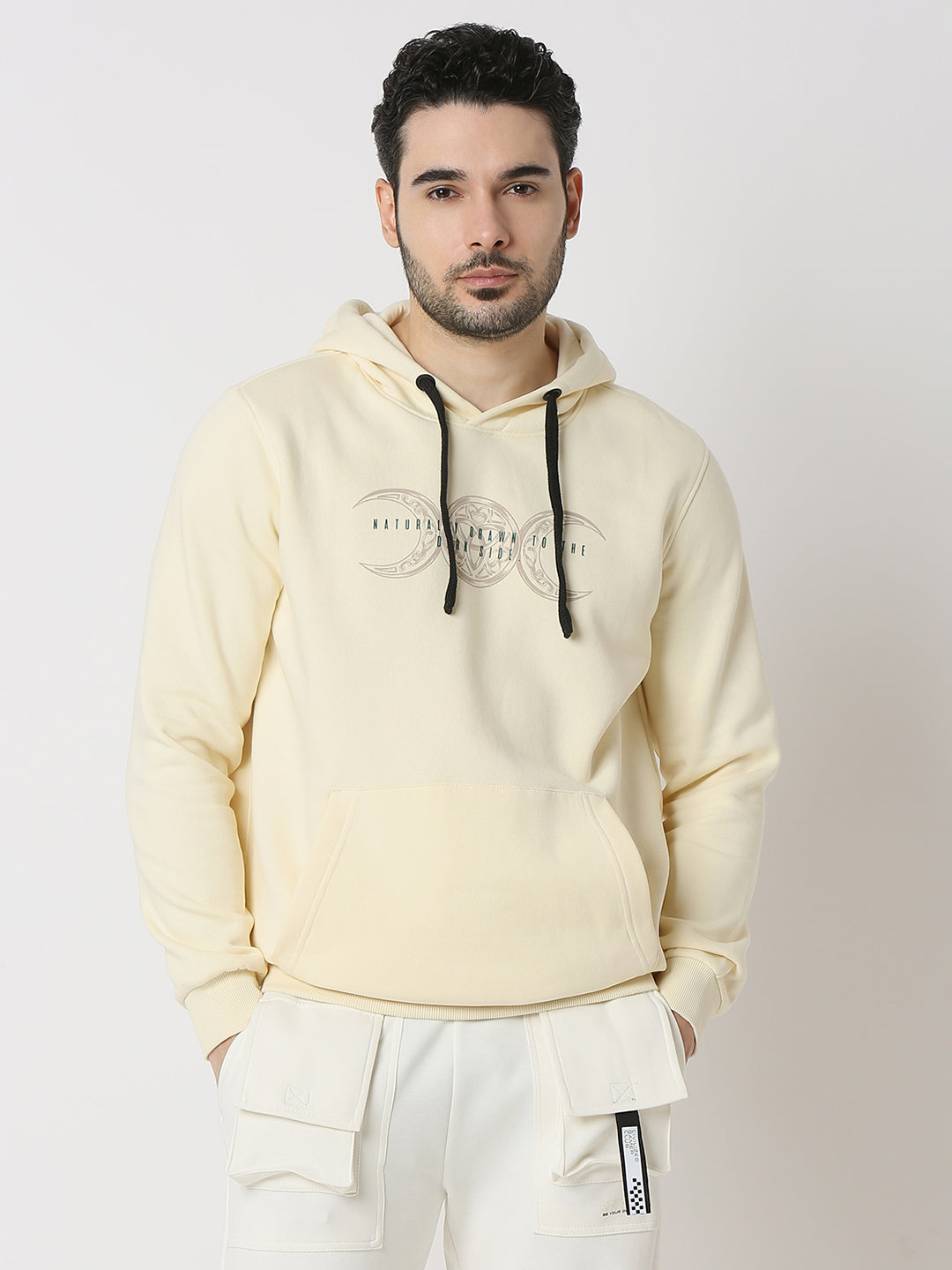 Spykar Off White Cotton Poly Regular Fit Sweatshirt For Men