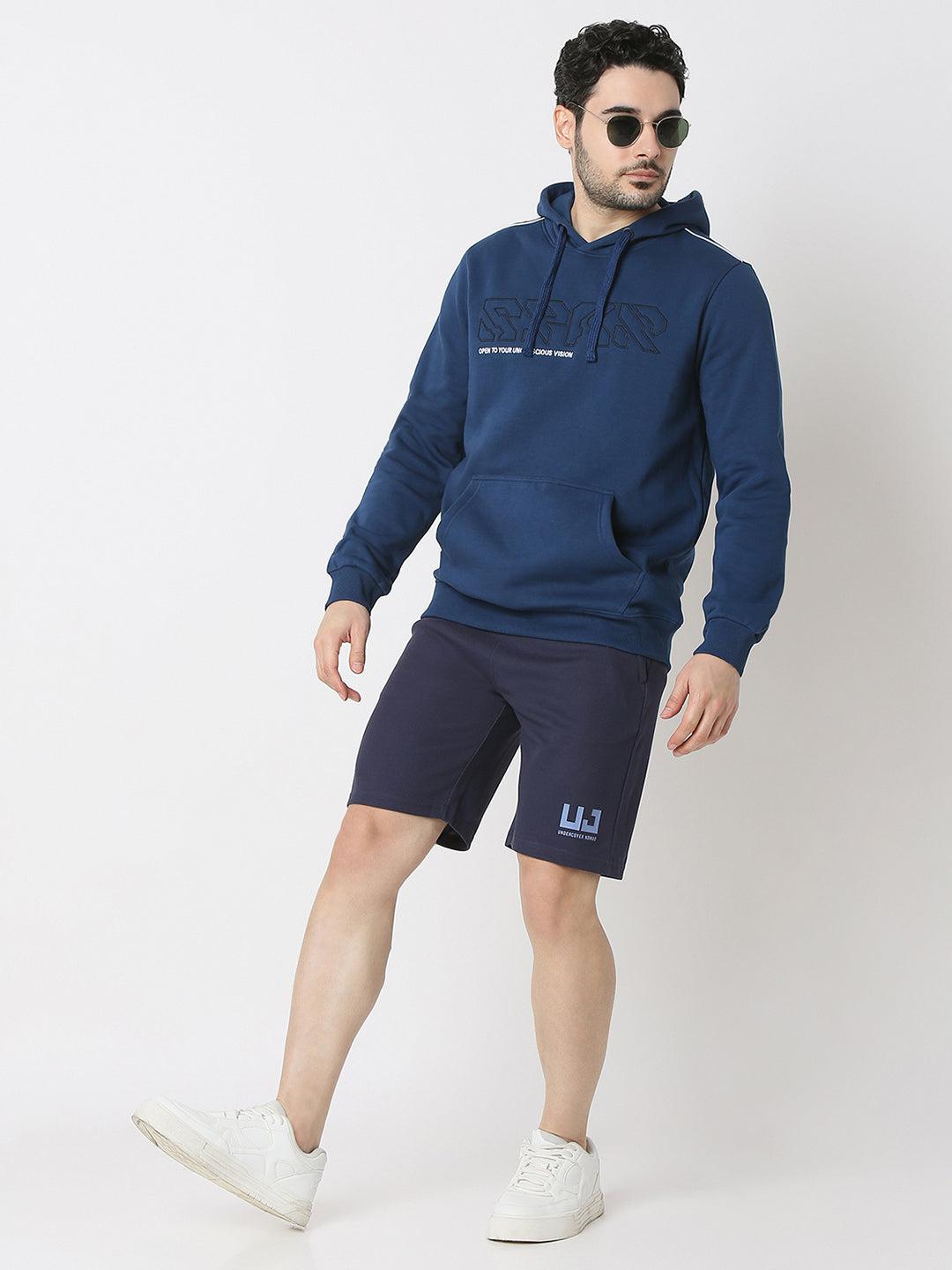 Spykar Indigo Blue Cotton Poly Regular Fit Sweatshirt For Men