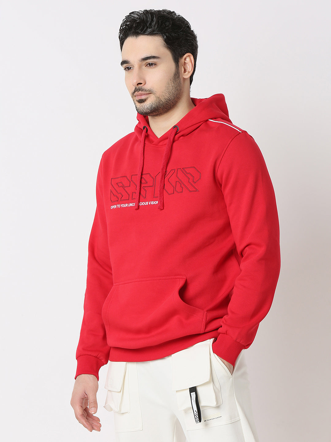 Spykar True Red Cotton Poly Regular Fit Sweatshirt For Men