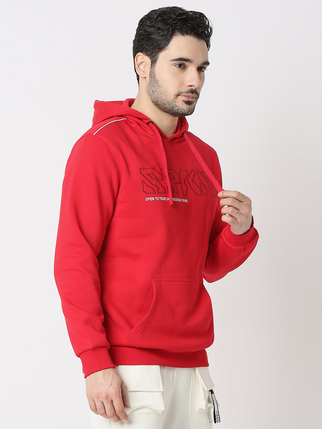 Spykar True Red Cotton Poly Regular Fit Sweatshirt For Men