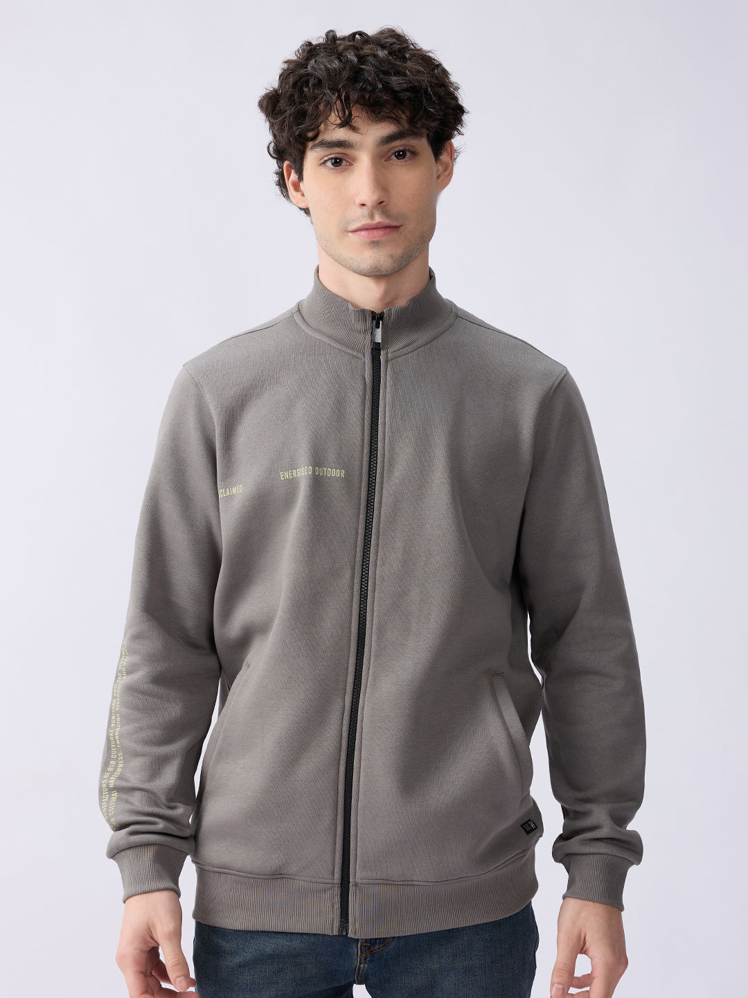 Spykar Cement Grey Regular Fit Casual Sweatshirts For Men