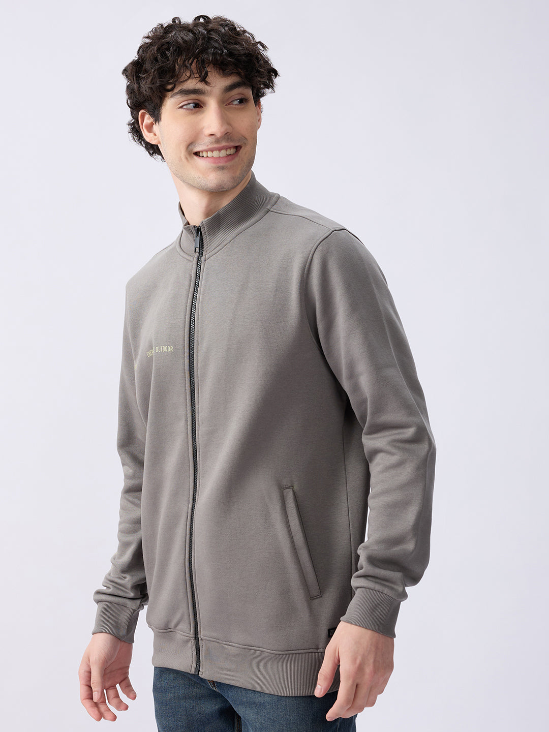 Spykar Cement Grey Regular Fit Casual Sweatshirts For Men