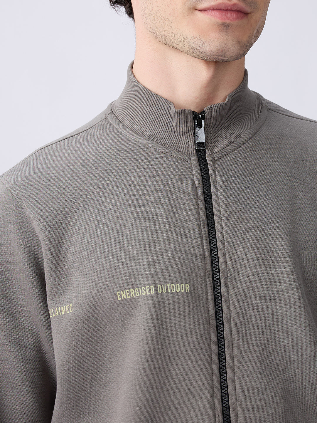 Spykar Cement Grey Regular Fit Casual Sweatshirts For Men