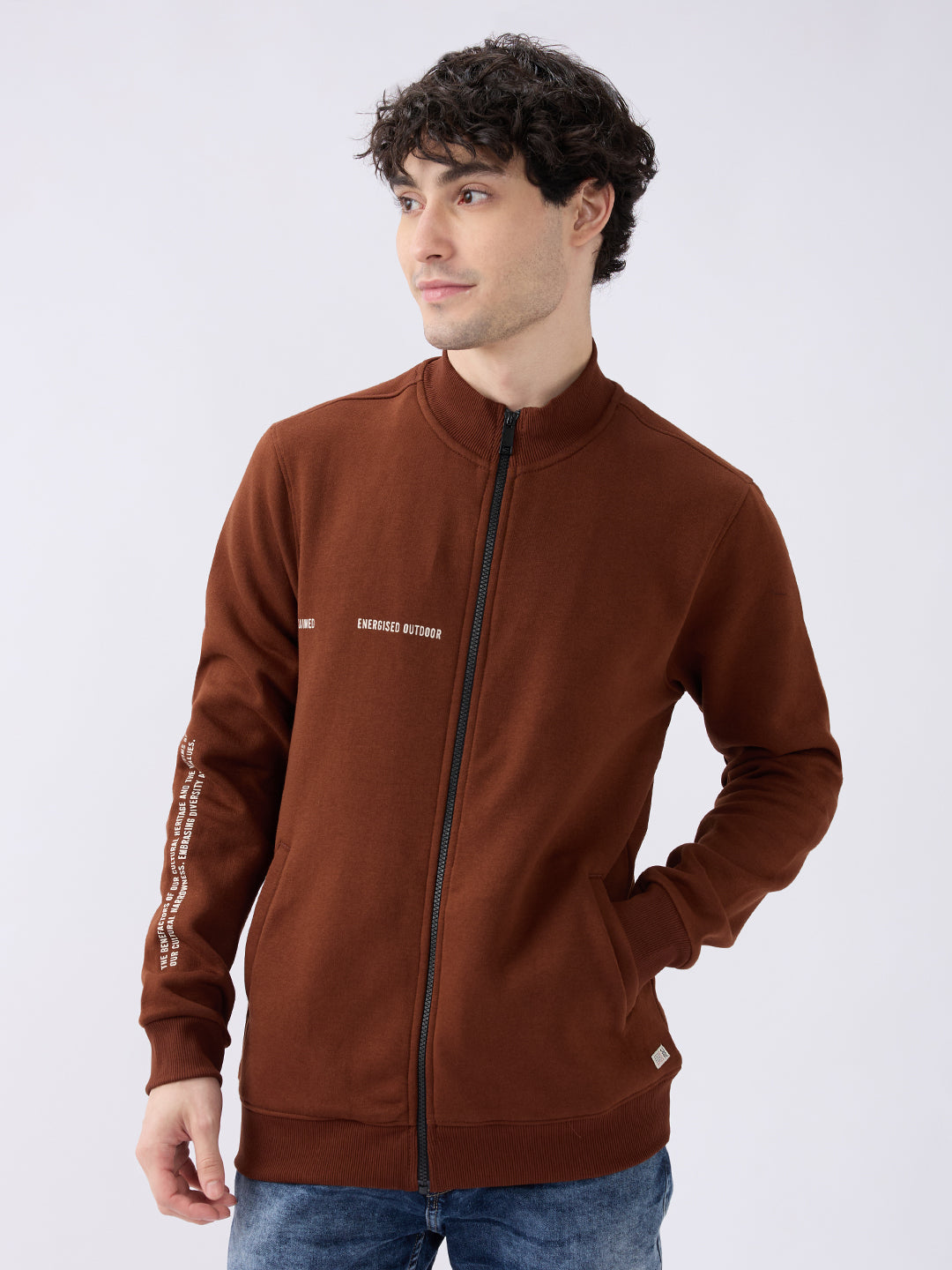 Spykar Friar Brown Regular Fit Casual Sweatshirts For Men