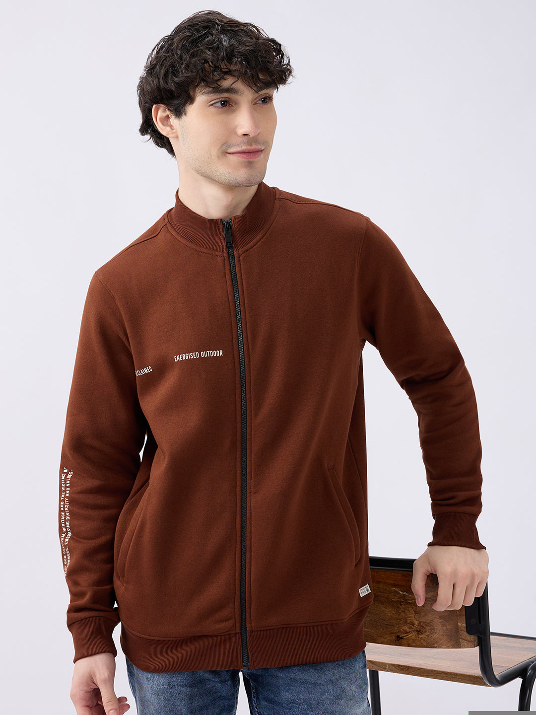 Spykar Friar Brown Regular Fit Casual Sweatshirts For Men
