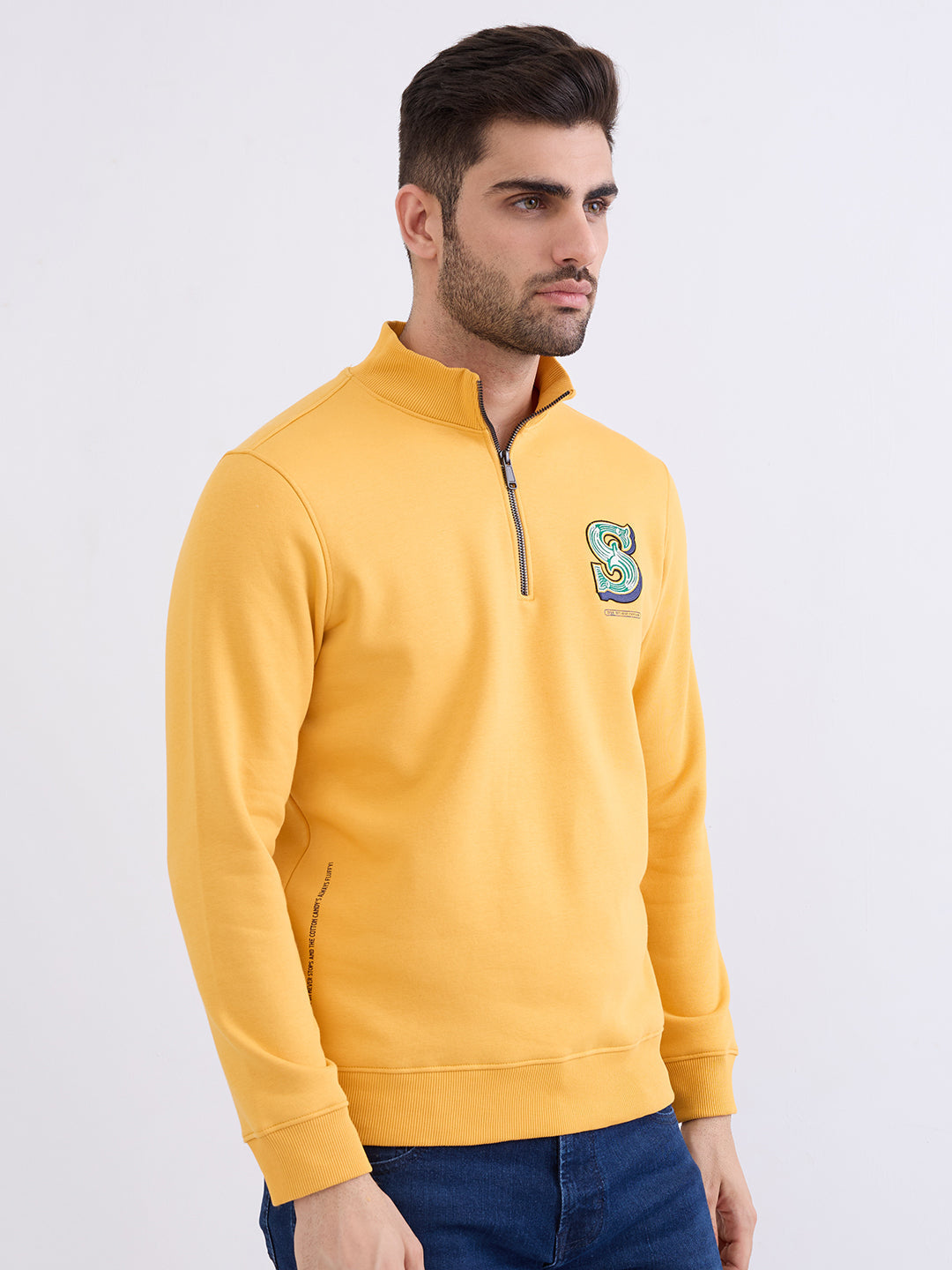 Spykar Amber Yellow Regular Fit Casual Sweatshirts For Men