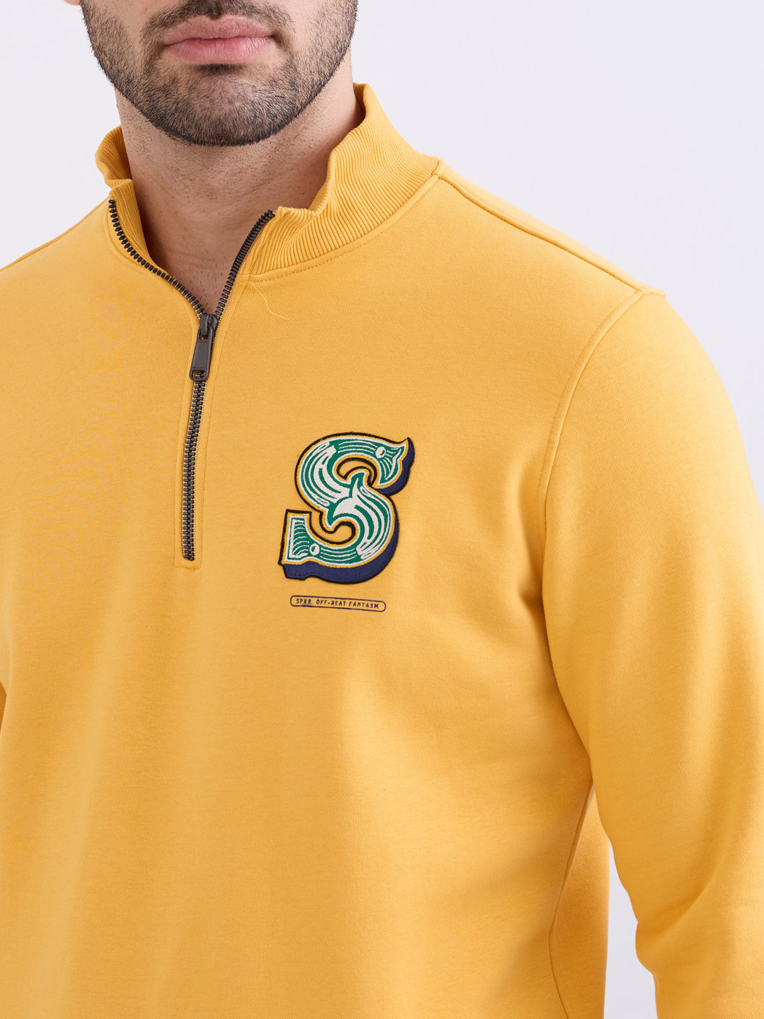Spykar Amber Yellow Regular Fit Casual Sweatshirts For Men