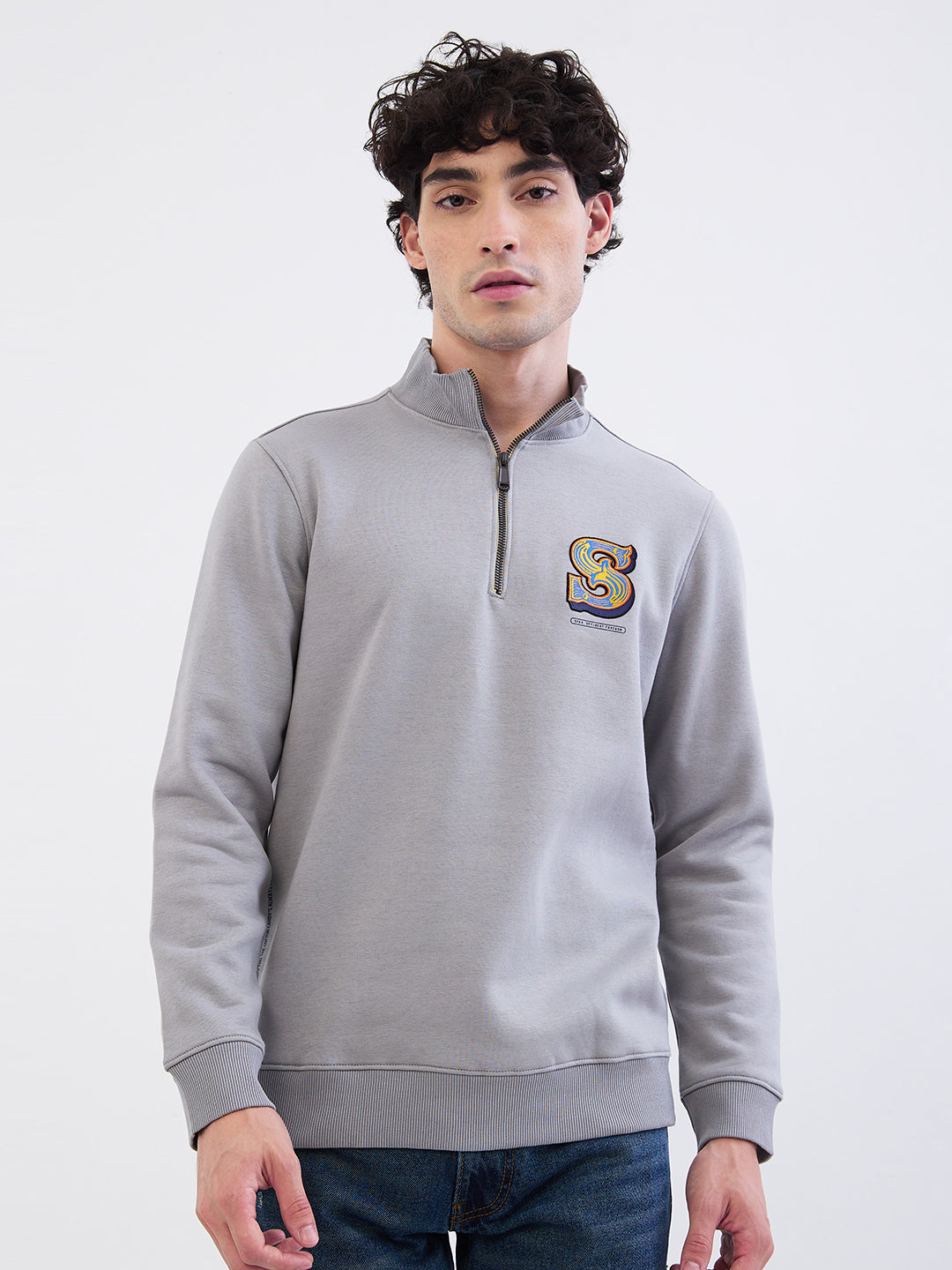 Spykar Silver Grey Regular Fit Casual Sweatshirts For Men