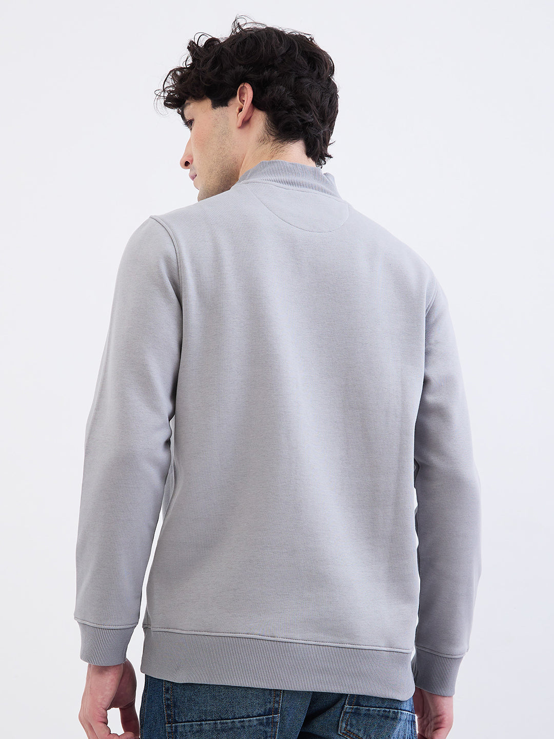 Spykar Silver Grey Regular Fit Casual Sweatshirts For Men
