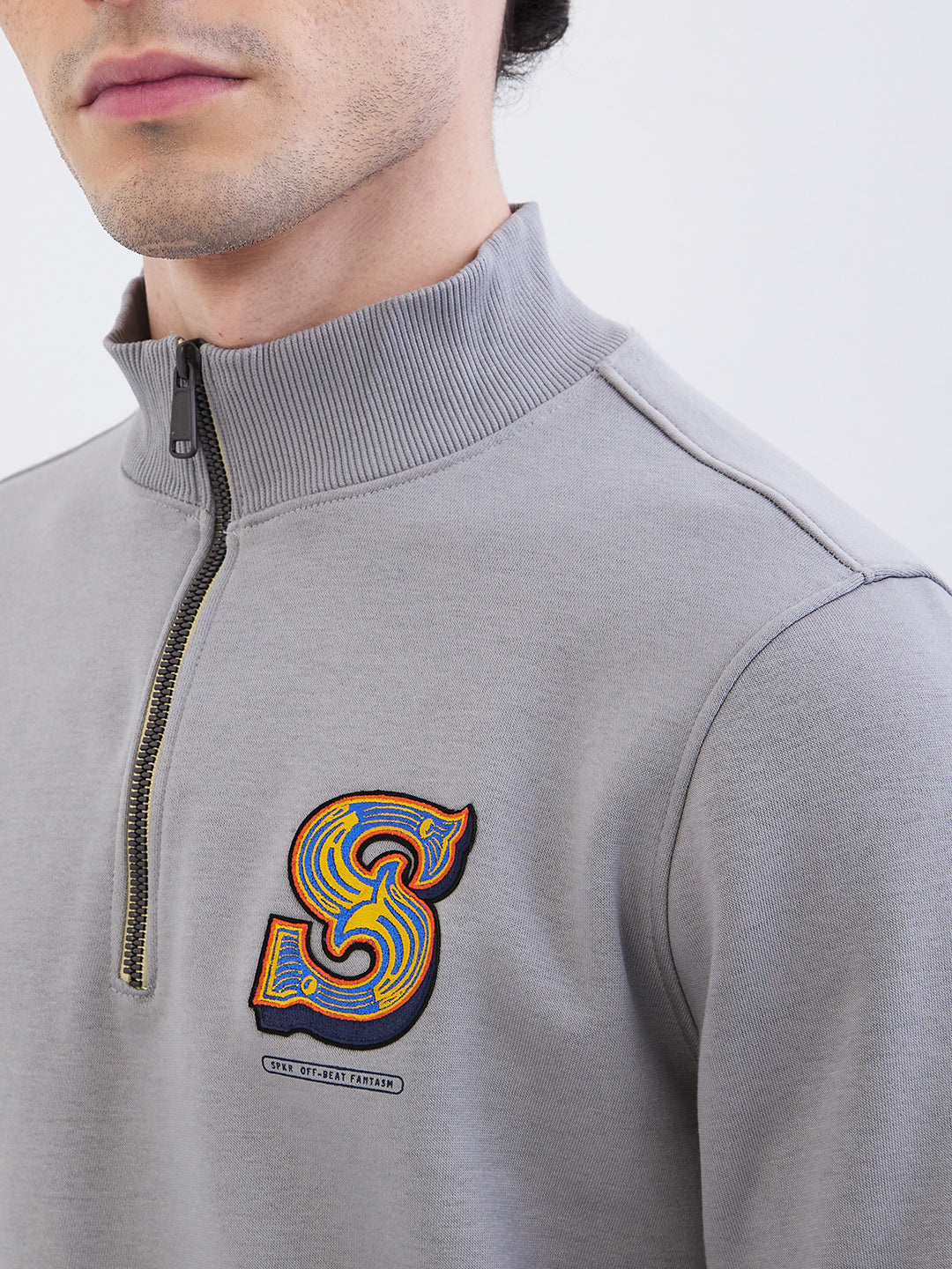 Spykar Silver Grey Regular Fit Casual Sweatshirts For Men