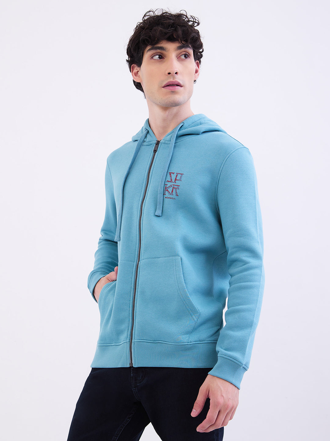 Spykar Cameo Blue Regular Fit Casual Sweatshirts For Men