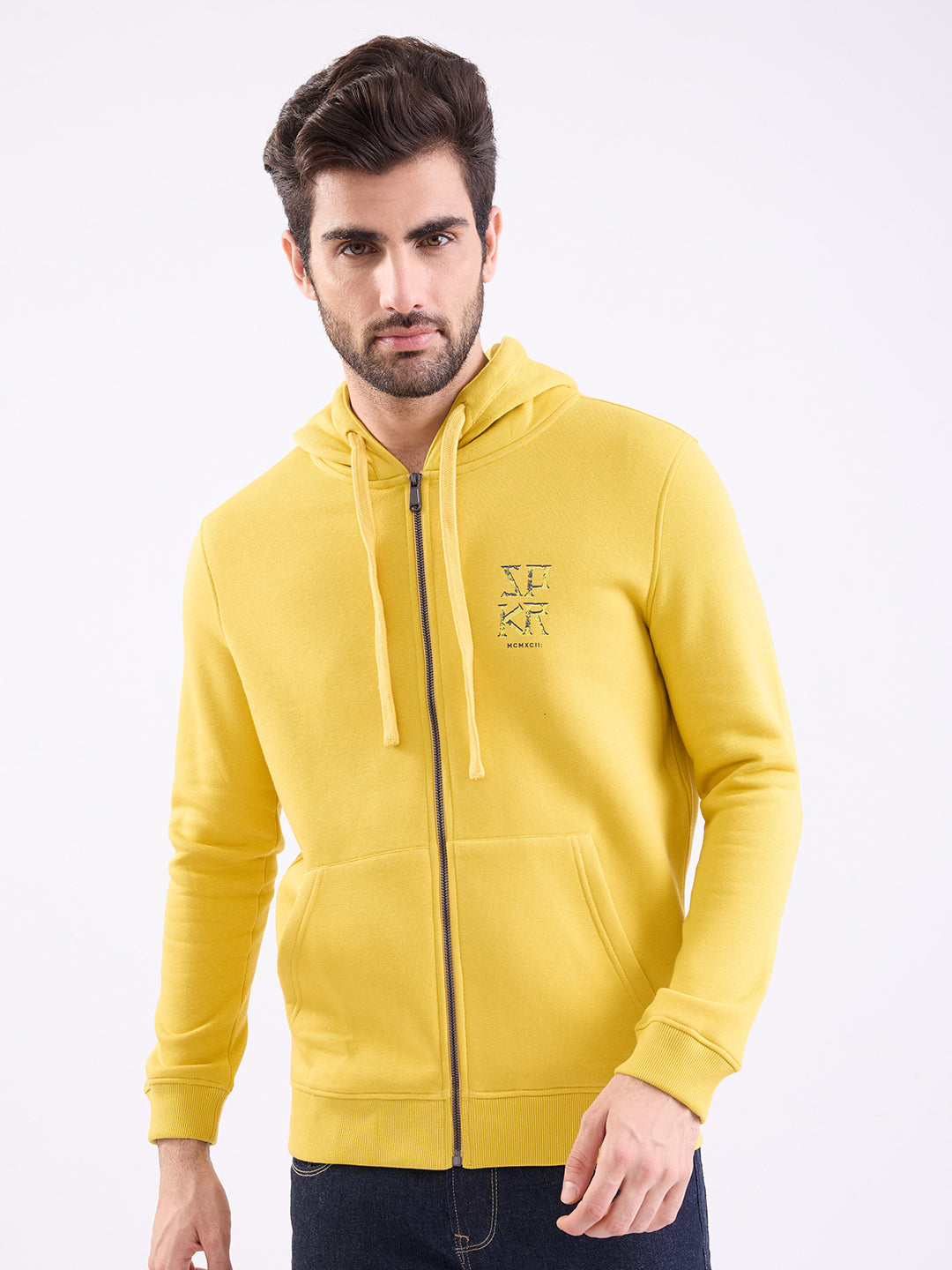 Men Sweatshirt Yellow Regular Fit