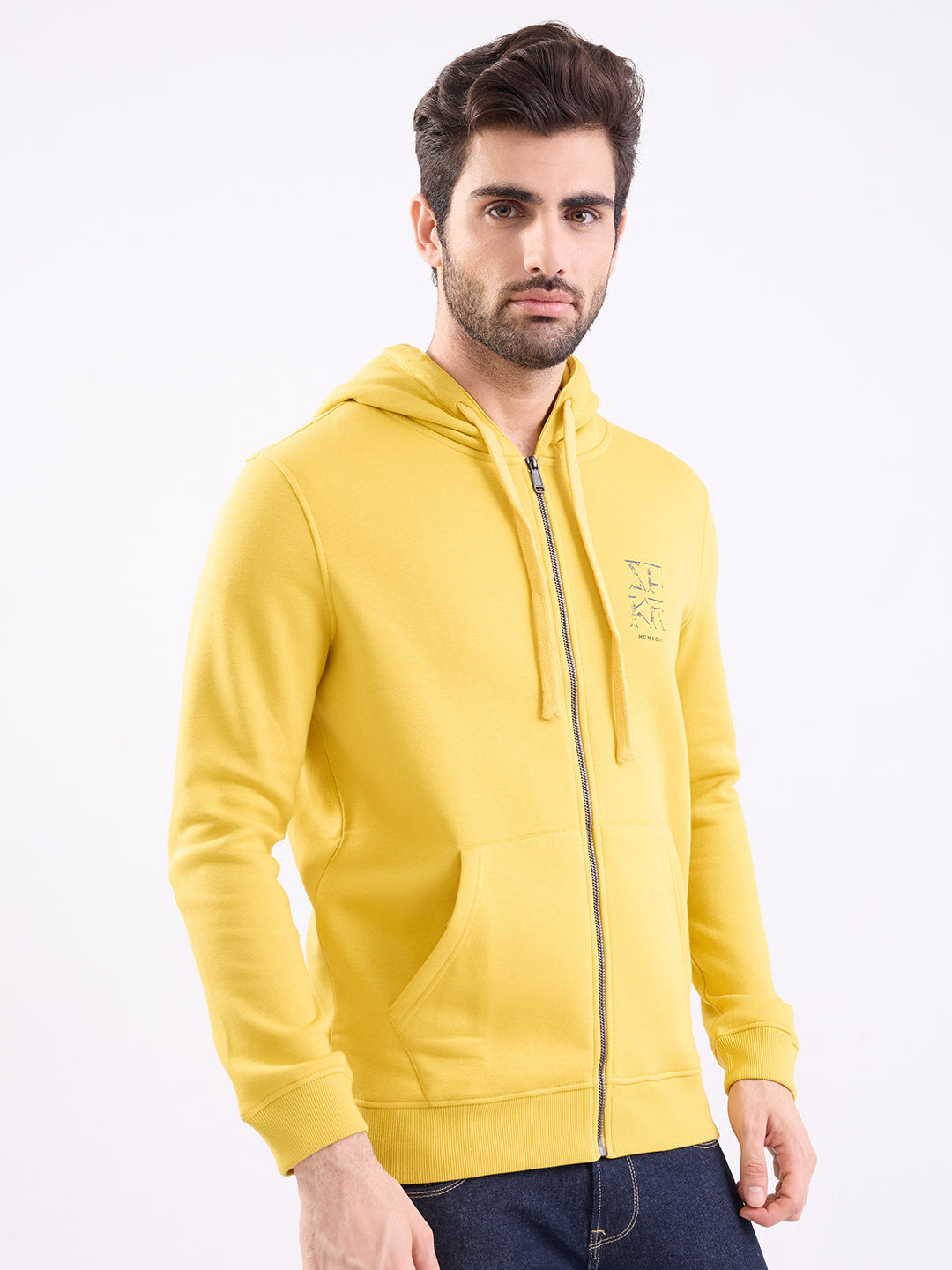 Men Sweatshirt Yellow Regular Fit