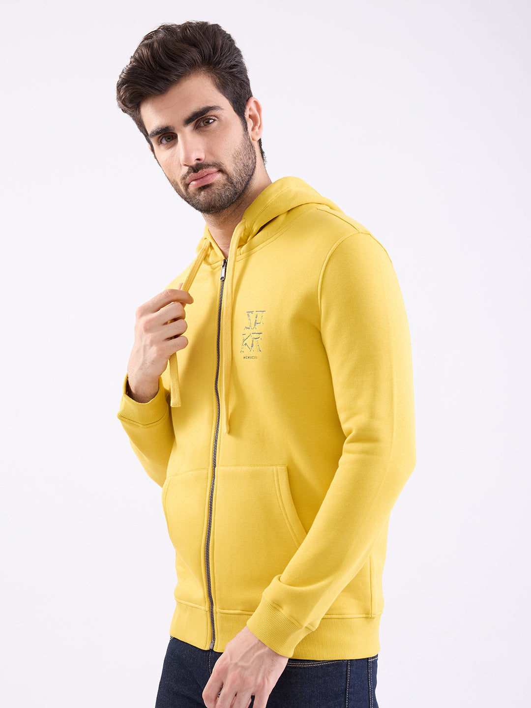 Men Sweatshirt Yellow Regular Fit