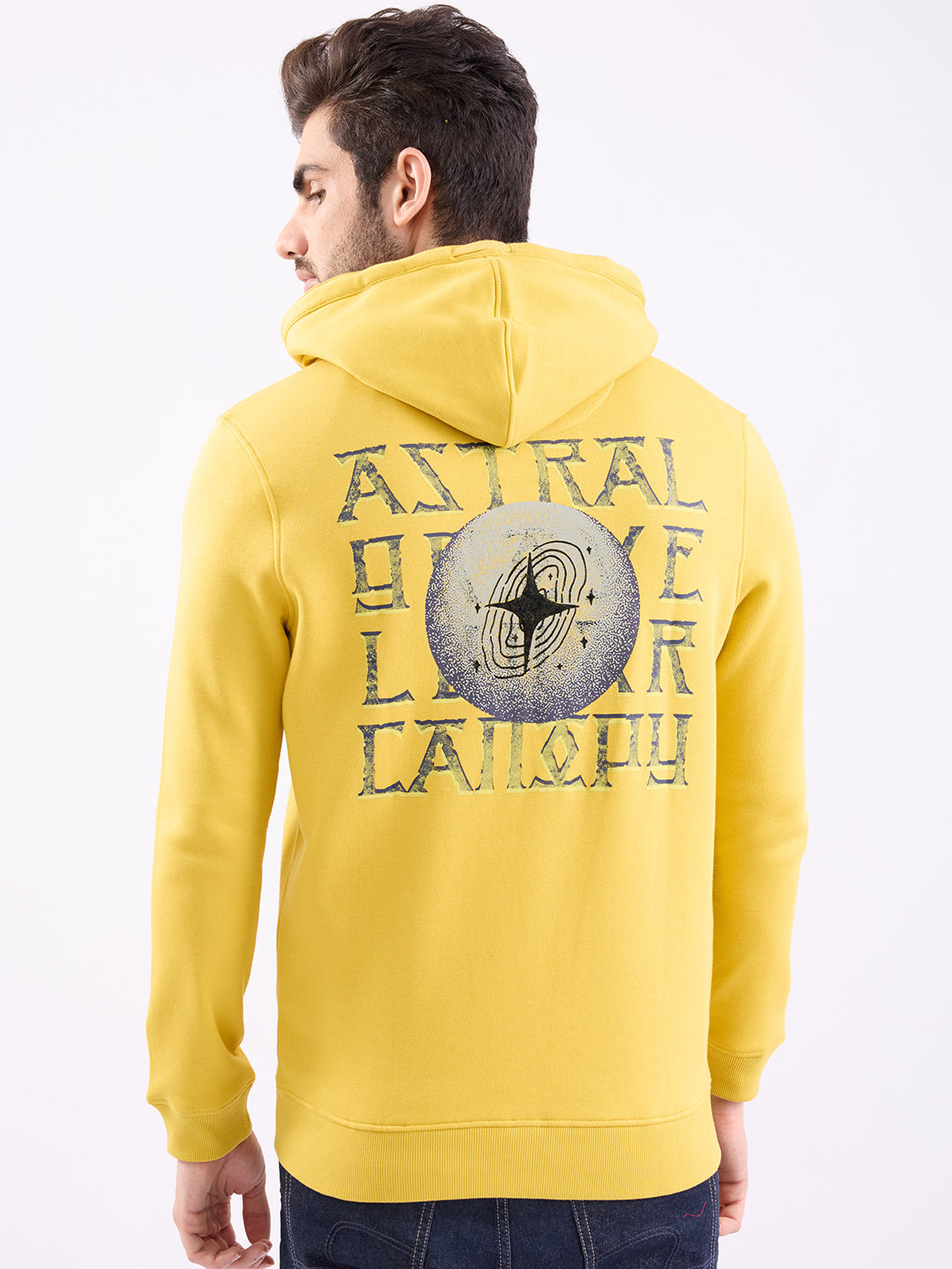 Men Sweatshirt Yellow Regular Fit