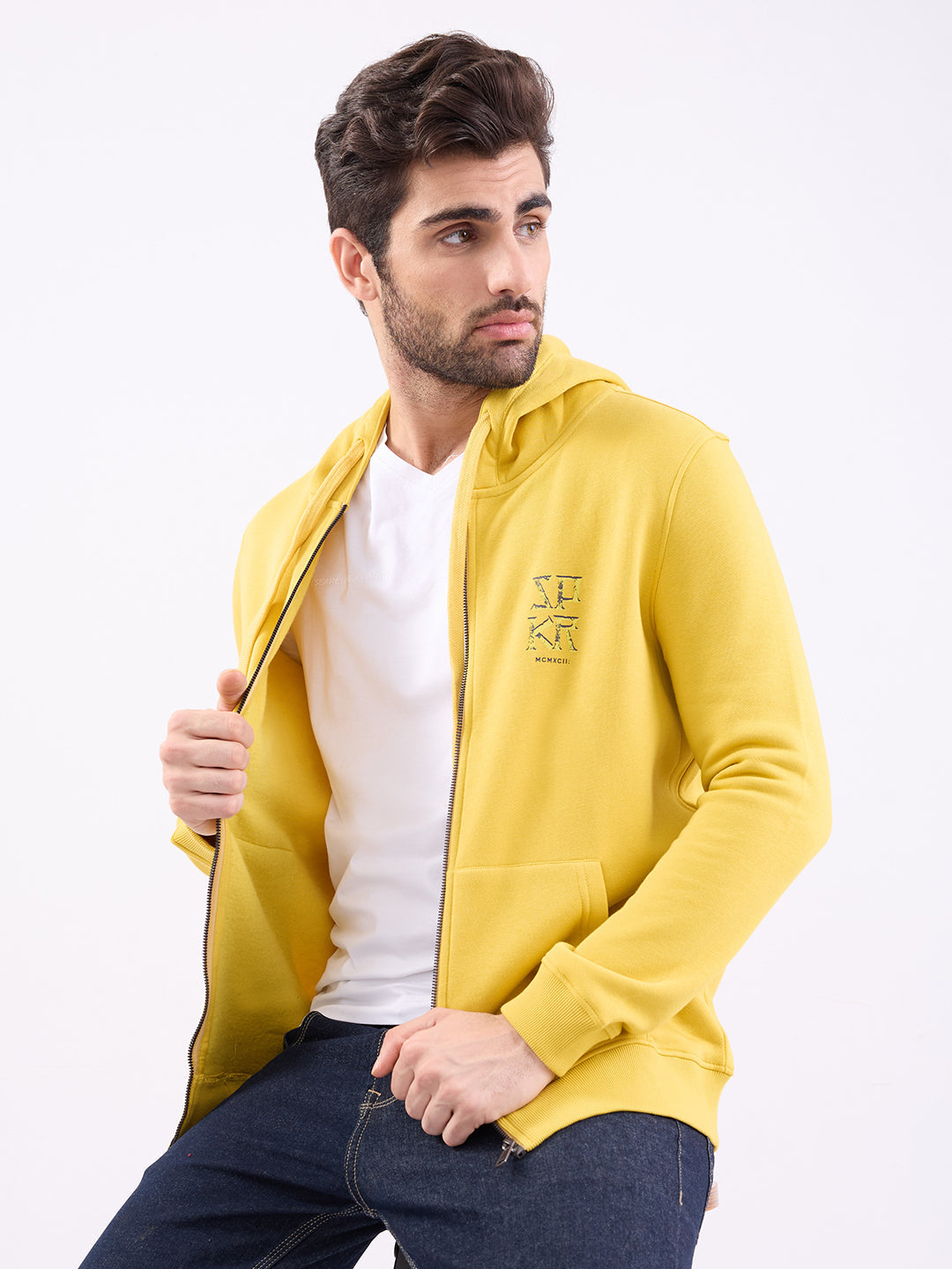 Spykar Sulphur Yellow Regular Fit Casual Sweatshirts For Men